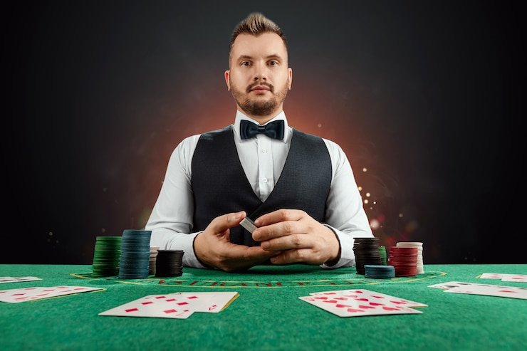 Antarmuka permainan blackjack di mahjong900 dengan dealer langsung